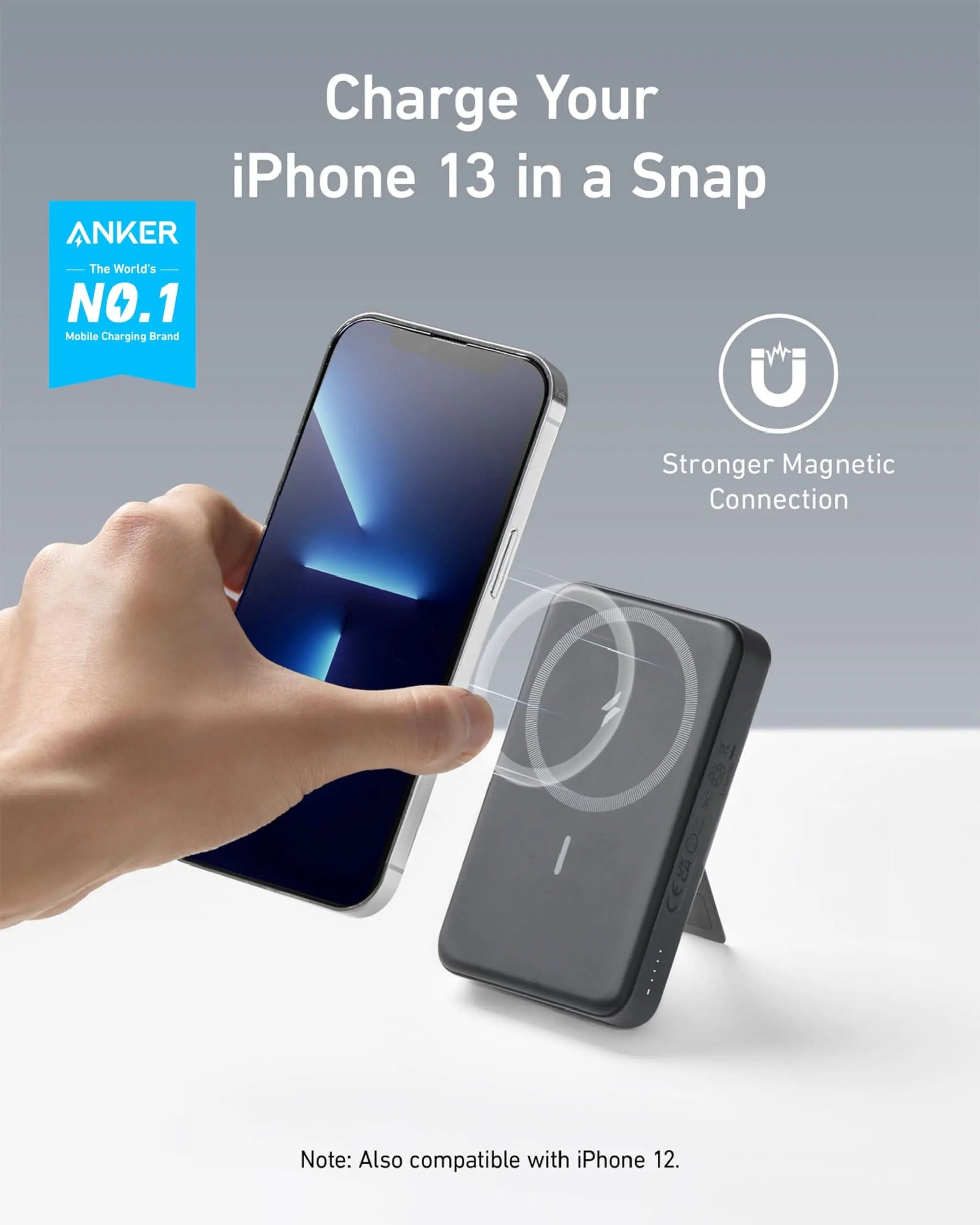 Anker 633 Magnetic Battery in Interstellar Gray designed for charging devices with magnetic attachment.
