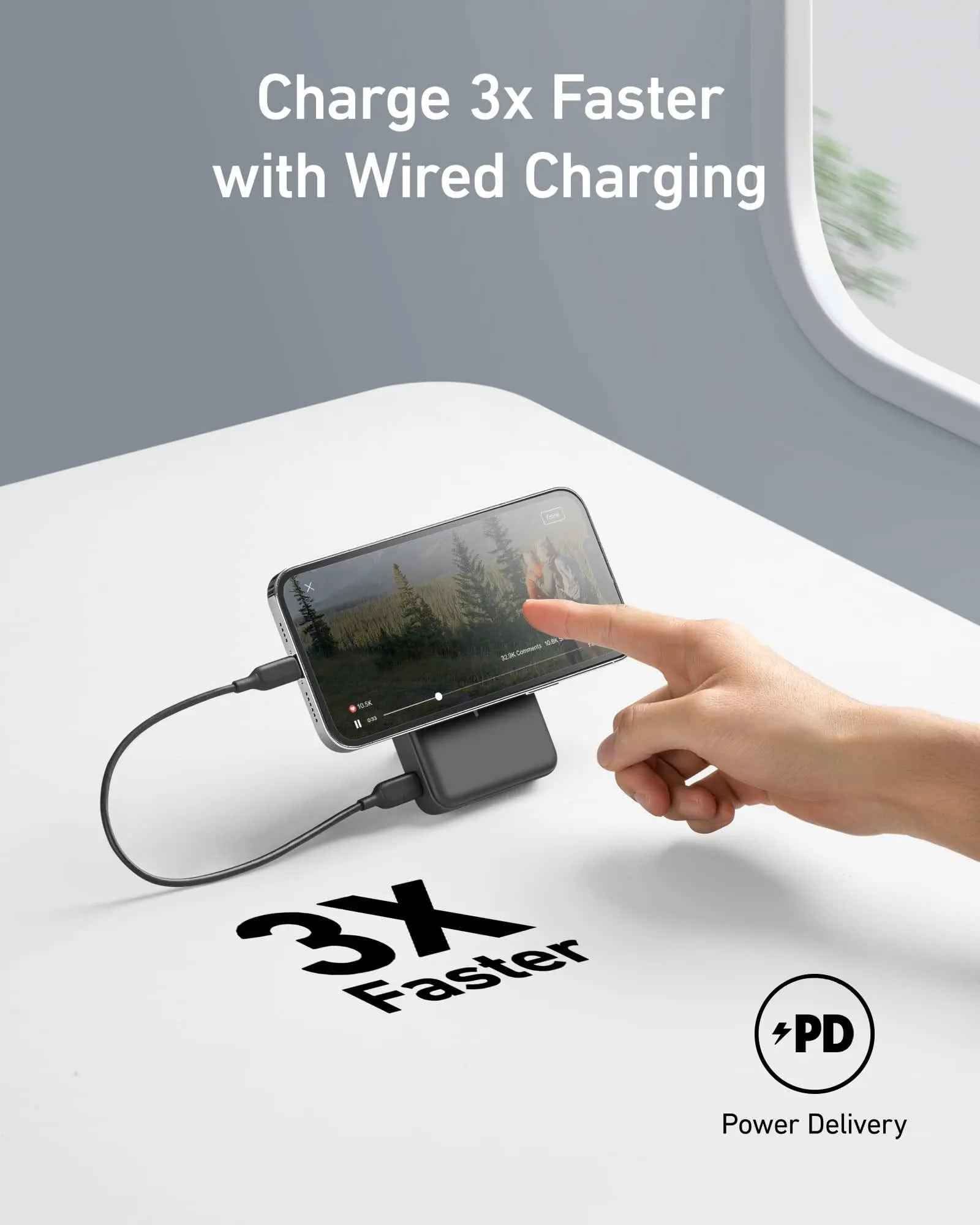 Anker 633 Magnetic Battery in Interstellar Gray, portable charging device with magnetic attachment for smartphones.