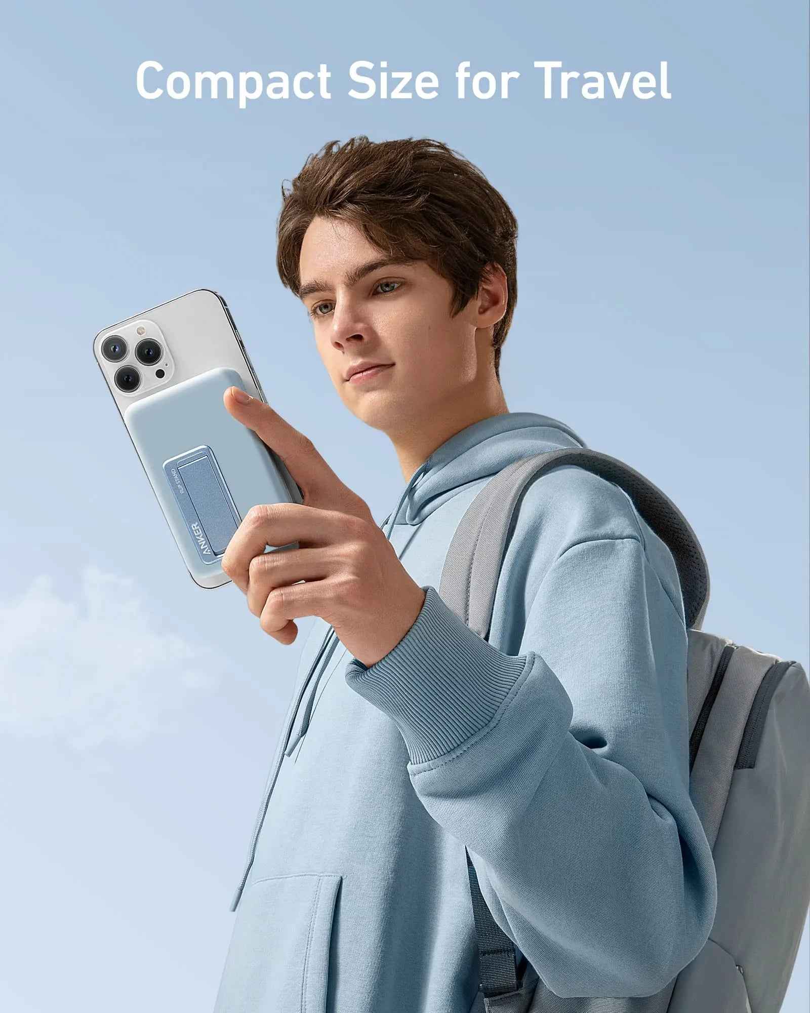 Anker 633 Magnetic Battery in interstellar gray showing its compact design for charging devices with magnetic connection.