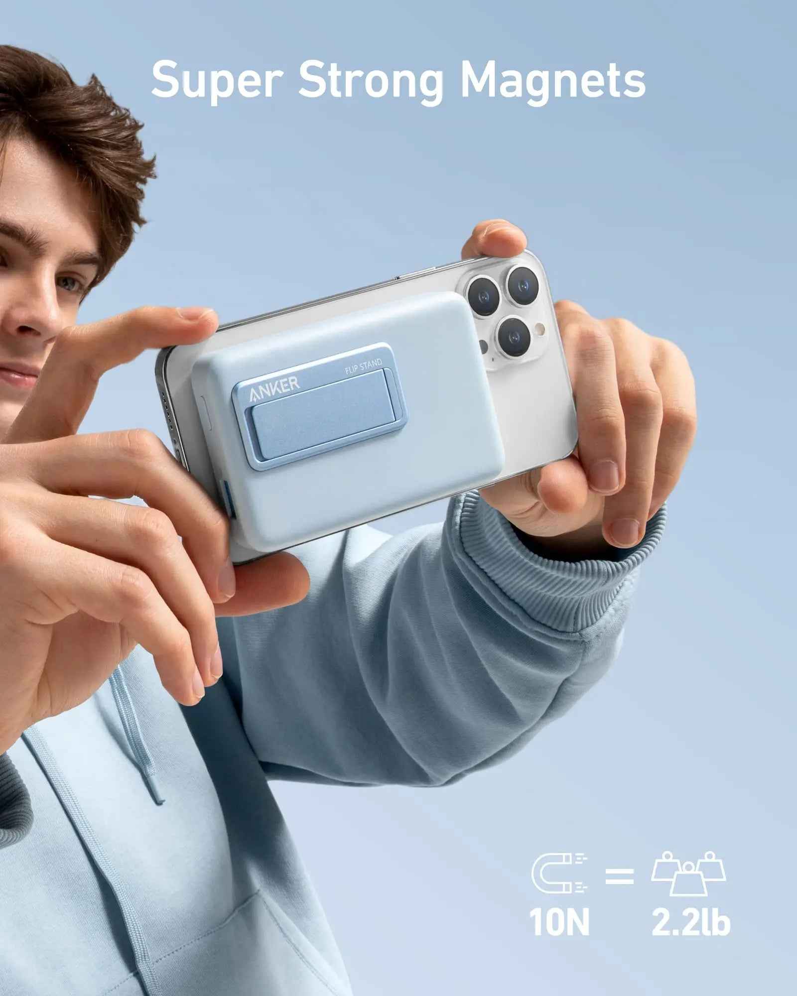 Anker 633 Magnetic Battery for charging, in interstellar gray color, showing the compact portable design with magnetic connection