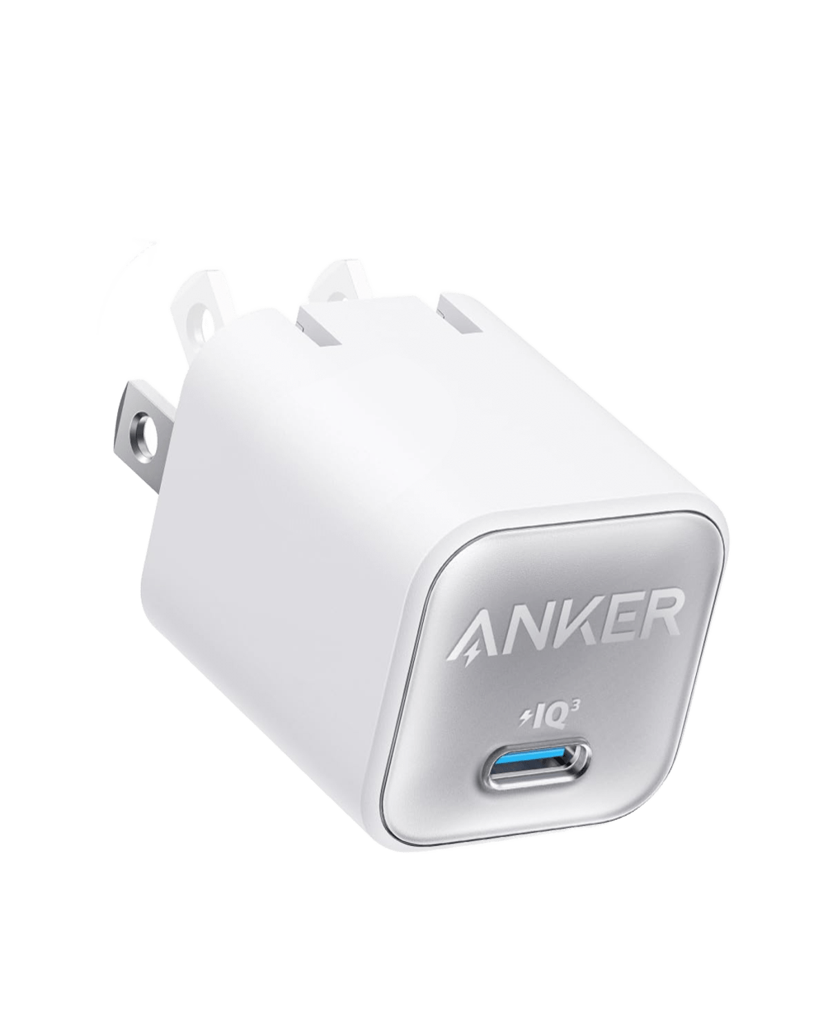 Anker Nano 30W charger in phantom black for fast charging devices, compact and sleek design.