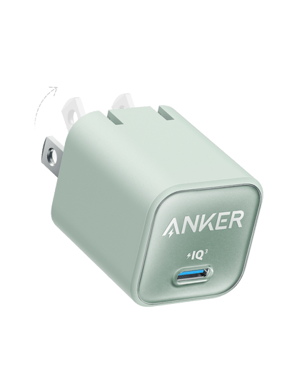 Anker Nano 30W fast charger in black with compact design, designed for quick charging devices.
