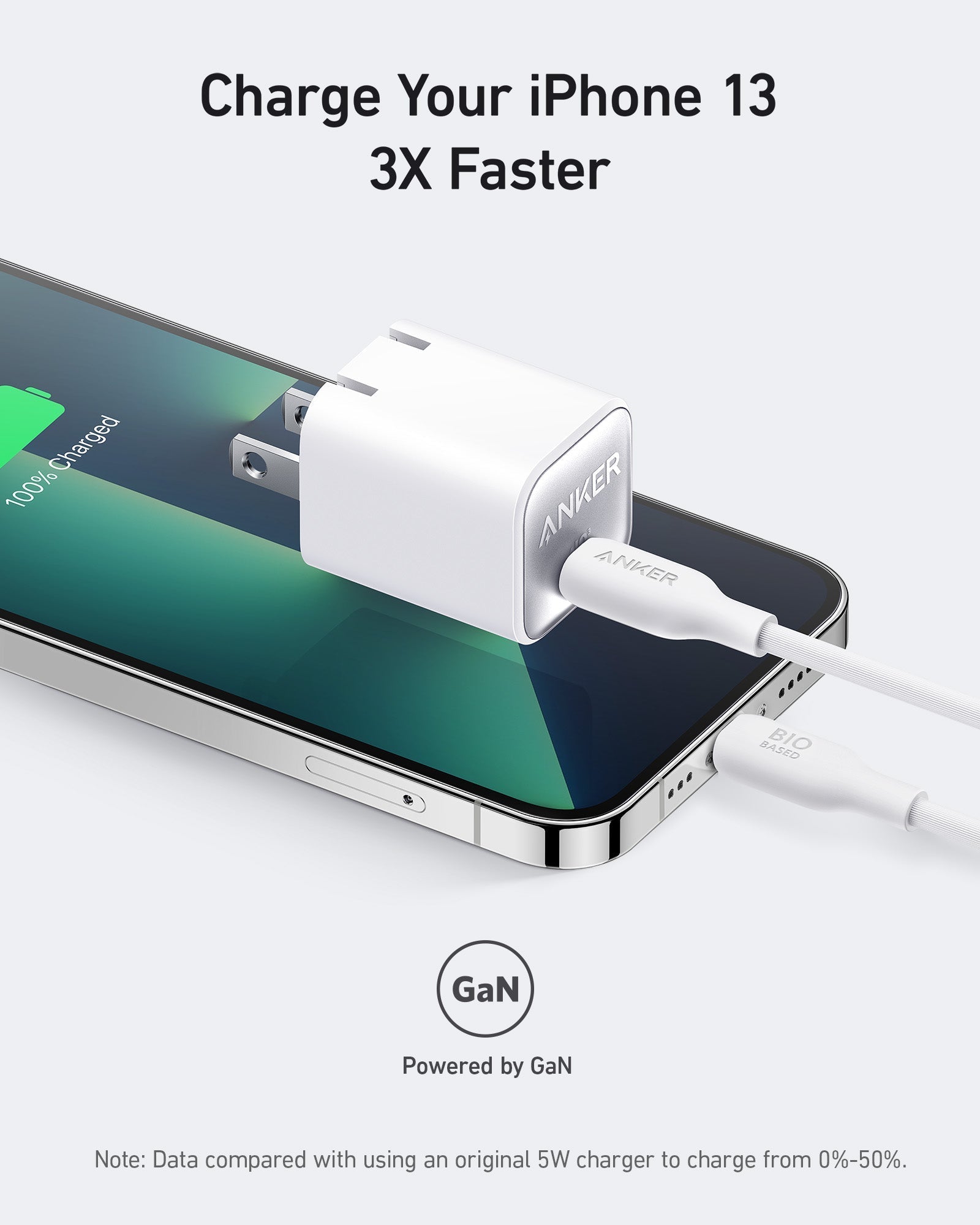 Anker Nano 30W charger in black, compact USB-C charging adapter for fast charging devices.