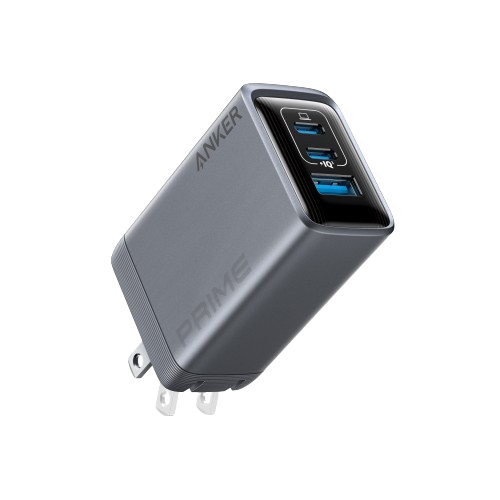 Anker Prime 100W GaN charger with three USB ports, compact design, shown on a plain background