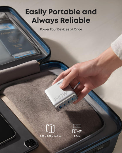 Anker 25K 165W laptop power bank in space black with built-in and retractable cables, portable and high-capacity charging device.