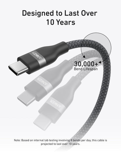 Anker 25K 165W laptop power bank with built-in retractable cables in black, portable and high-capacity for charging devices.