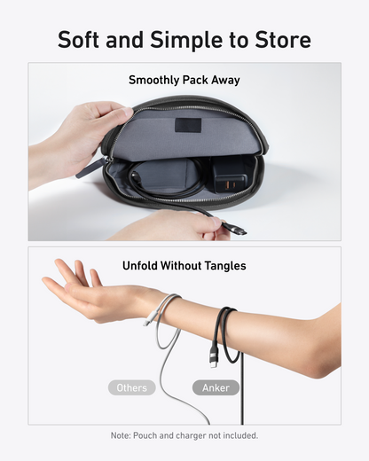Anker 25K 165W laptop power bank in space black with built-in and retractable cables for portable charging.