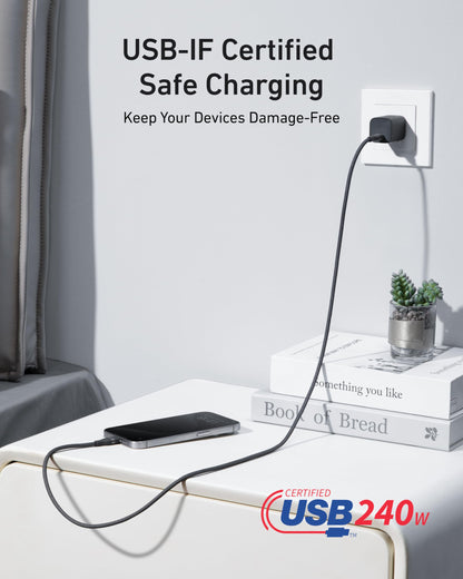Anker 25K 165W laptop power bank with built-in and retractable cables in black, portable and high-capacity for on-the-go charging.