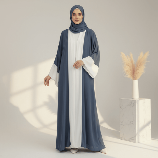Archive Piece Two-Tone Chiffon Open Abaya - MP015 (Size M Only)