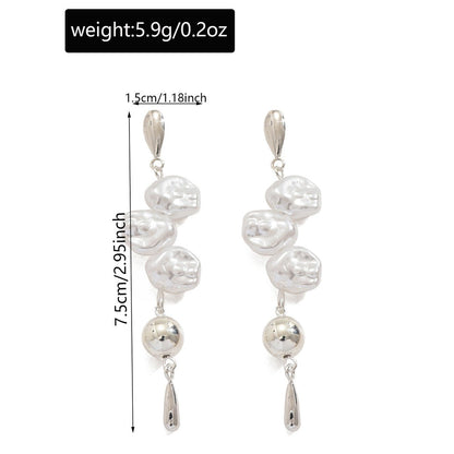 Artistic Asymmetric Pearl Drop Earrings (MAC325)