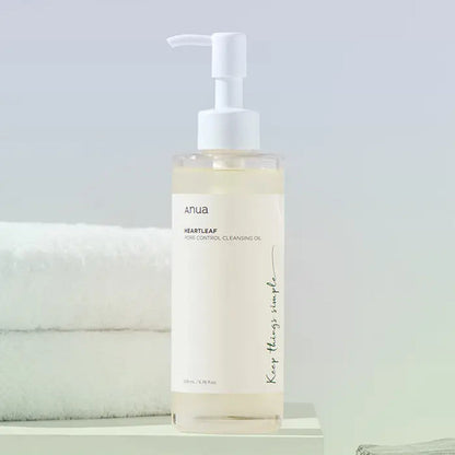 ANUA Heartleaf Pore Control Cleansing Oil in a 200ml bottle, natural skincare product for pore cleansing and oil control