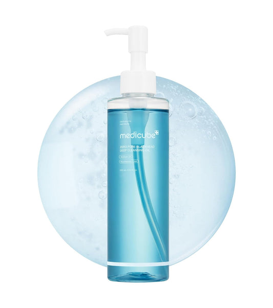 Medicube Zero Pore Blackhead Deep Cleansing Oil from AsiaBeautyMall, showing a bottle of deep-cleansing oil for pores and blackhead removal.