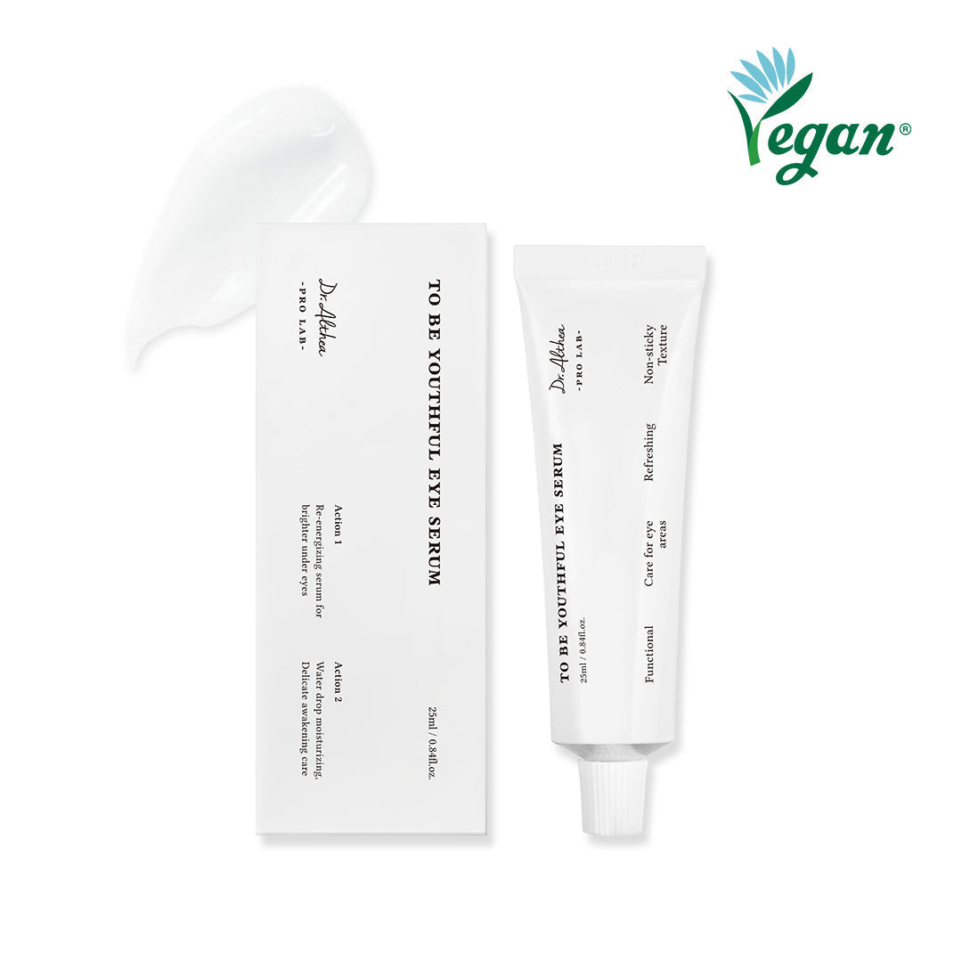 Dr. Althea To Be Youthful Eye Serum in a sleek tube, designed to reduce puffiness and brighten the under-eye area.