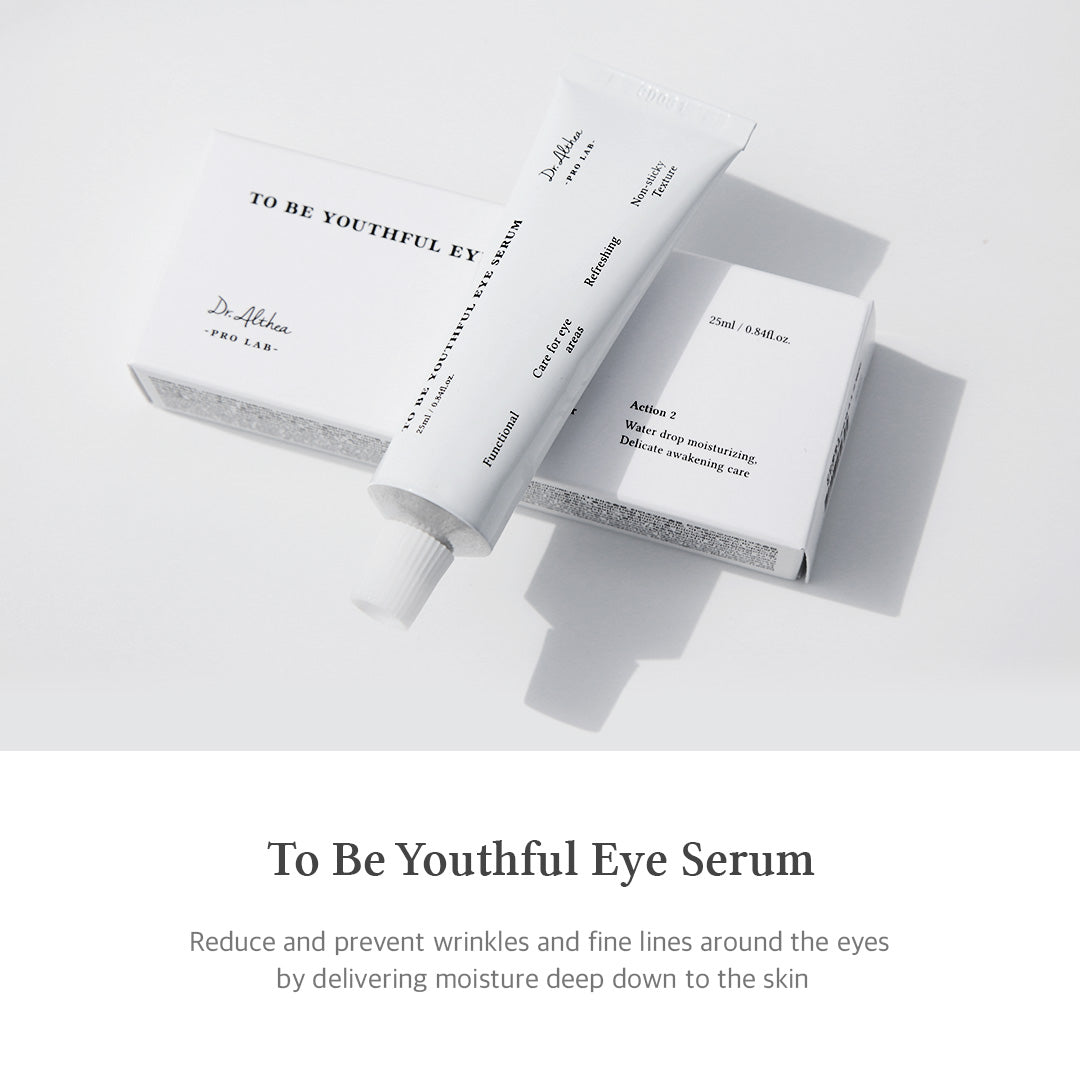Dr. Althea To Be Youthful Eye Serum in a sleek eye cream jar, featuring a minimalist design and applicator tip for skincare.