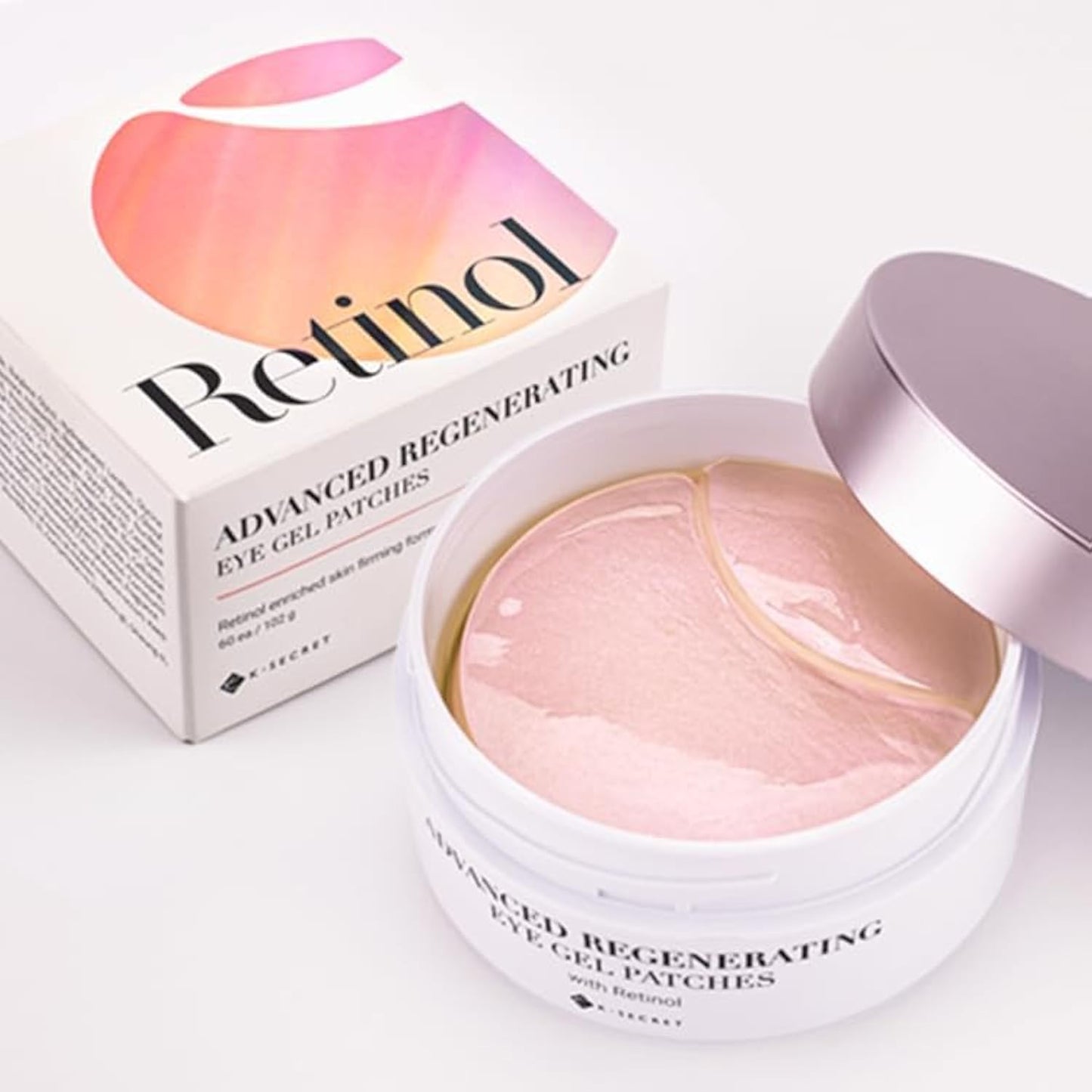 AsiaBeautyMall K-Secret Advanced Regenerating Eye Gel Patches in a sleek eye mask for revitalizing and soothing the delicate eye area.