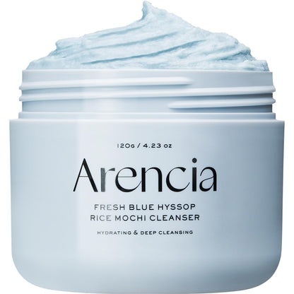 Arencia Fresh Blue Hyssop Rice Mochi Face Cleanser by AsiaBeautyMall, gentle skincare product with blue hyssop and rice mochi ingredients.