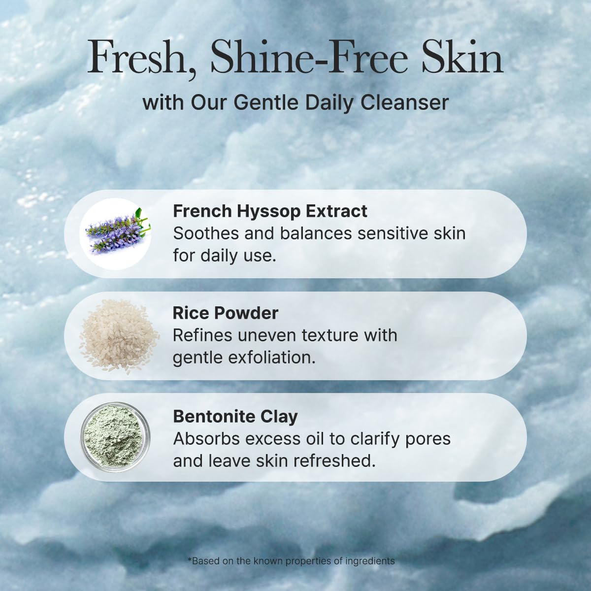 Arencia Fresh Blue Hyssop Rice Mochi Face Cleanser with blue hyssop and rice mochi for gentle skin cleansing, Asian skincare product