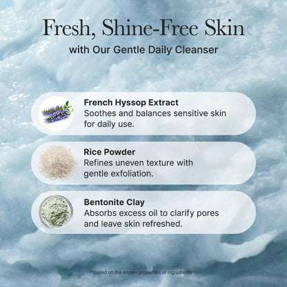 Arencia Fresh Blue Hyssop Rice Mochi Face Cleanser with blue hyssop and rice mochi for gentle skin cleansing, Asian skincare product
