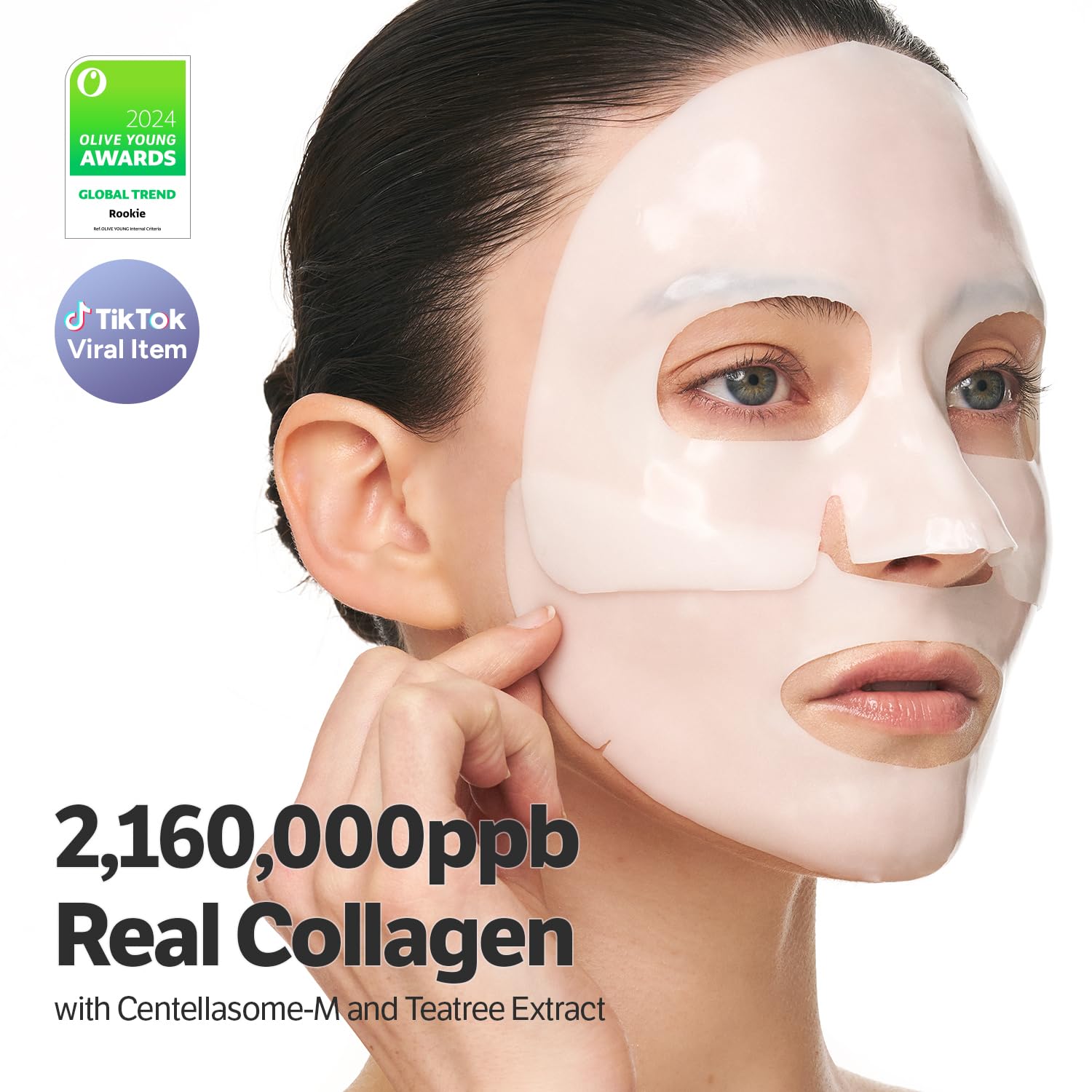 Sungboon Editor Deep Collagen CICA Teatree soothing face mask by AsiaBeautyMall, showing four mask sheets for skin calming and hydration.