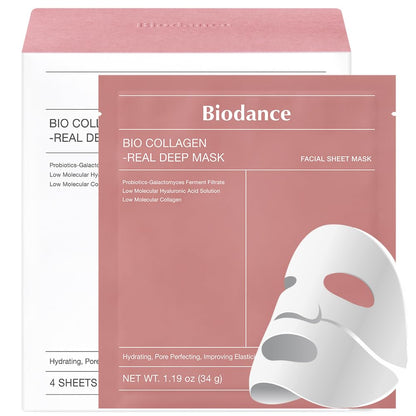 Biodance Bio Collagen Real Deep Face Mask by AsiaBeautyMall, showing a close-up of the skincare mask with collagen ingredients.