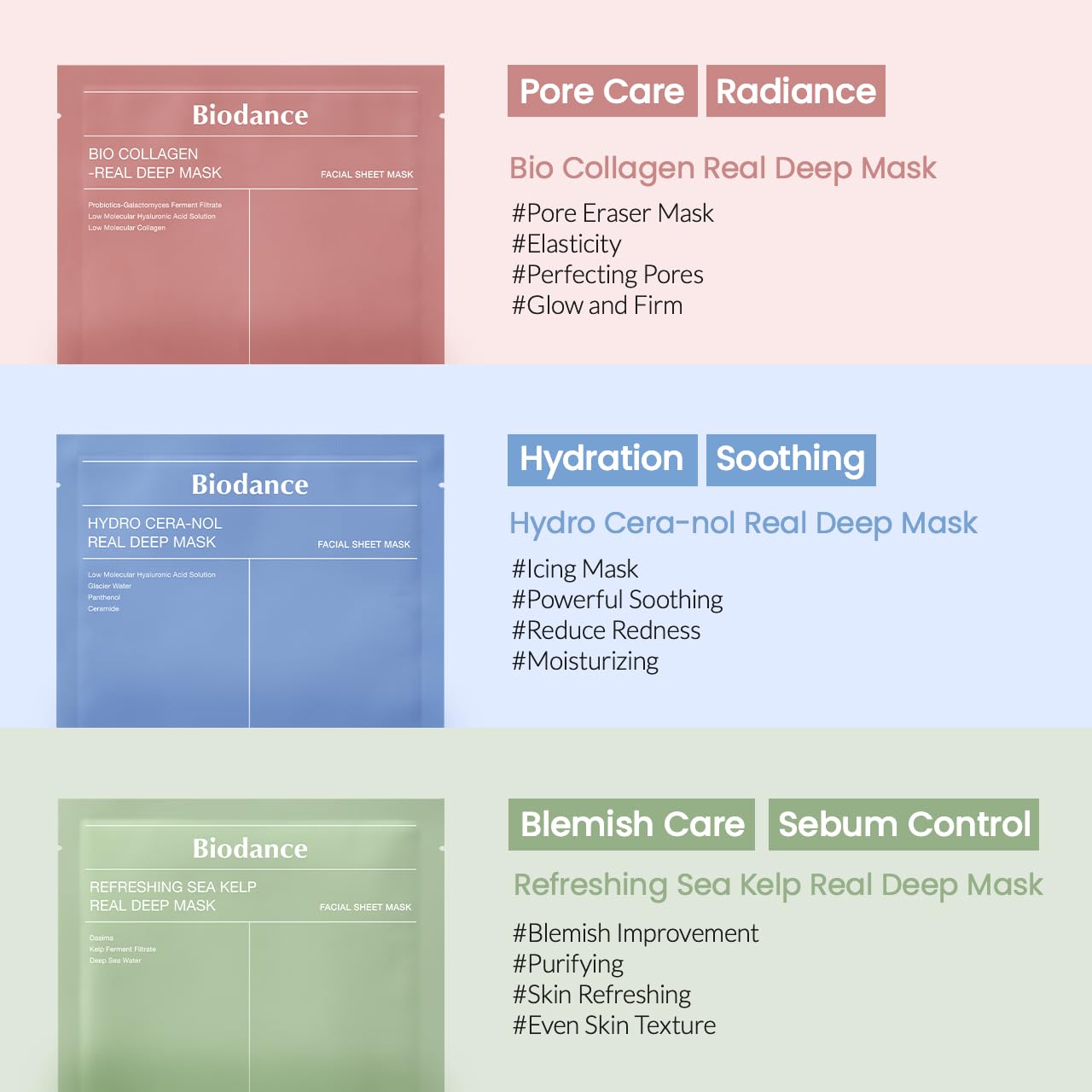 AsianBeautyMall Biodance Bio Collagen Real Deep Face Mask showing the packaging and product details.