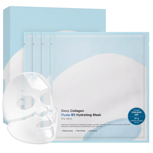 Sungboon Editor Deep Collagen Hyalu-B5 Hydrating Face Mask by AsiaBeautyMall, showing the mask packaging with blue and white design.