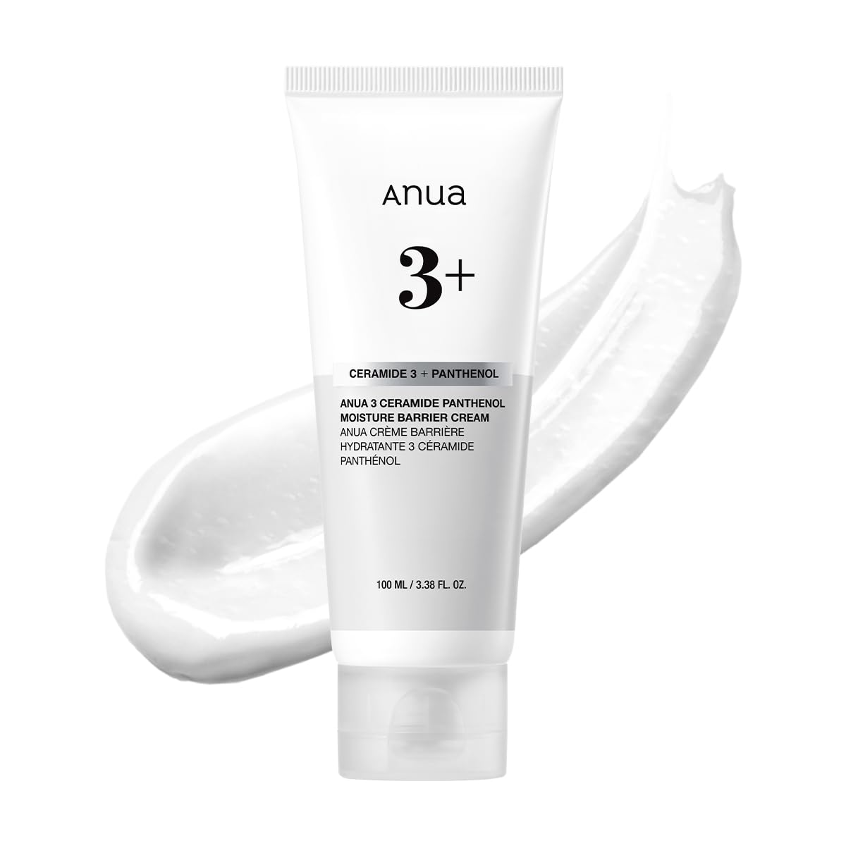 ANUA 3+ Ceramide Panthenol Moisture Barrier Cream moisturizer jar showing creamy texture and product label on the container