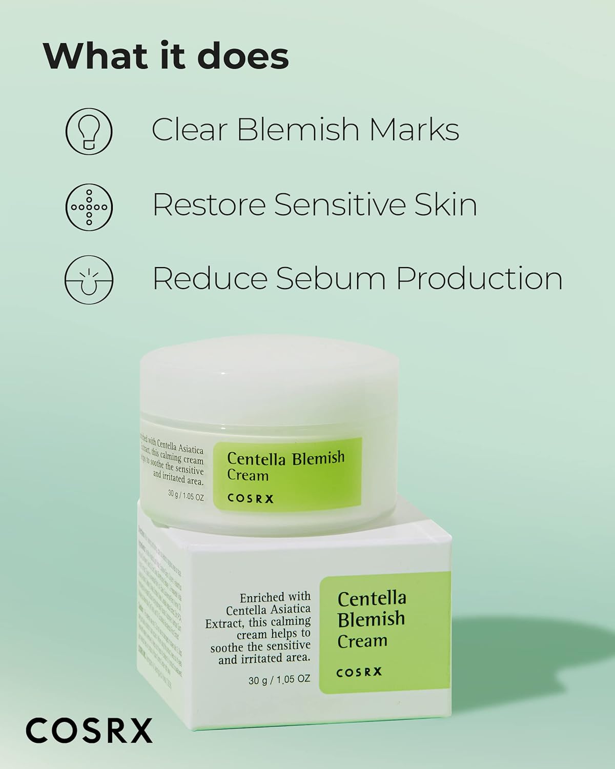 Cosrx Centella Blemish Cream moisturizer from AsiaBeautyMall, featuring a tube with soothing ingredients for blemish-prone skin