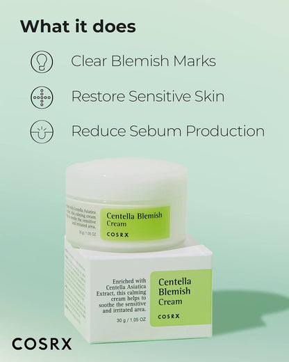 Cosrx Centella Blemish Cream moisturizer from AsiaBeautyMall, featuring a tube with soothing ingredients for blemish-prone skin