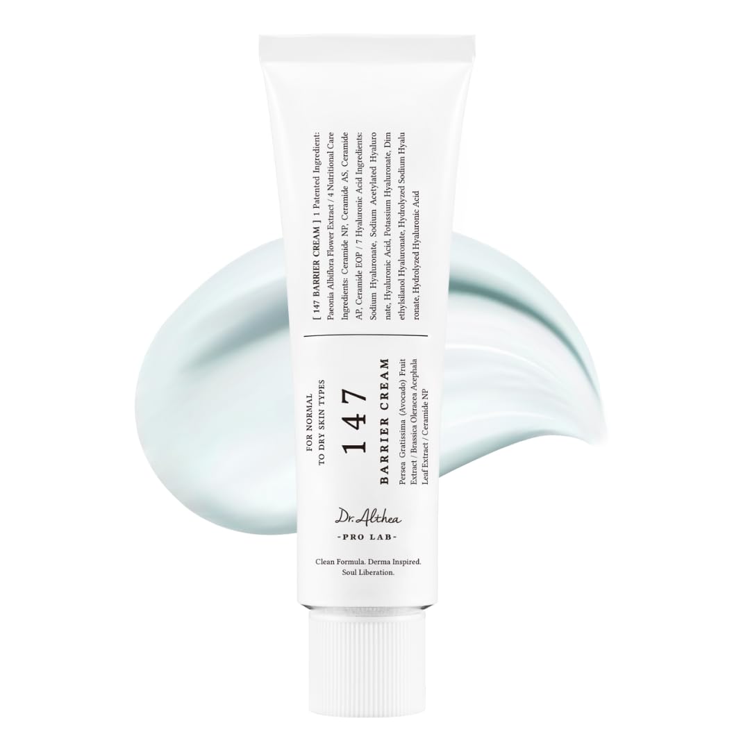 Dr. Althea 147 Barrier Cream moisturizer from AsiaBeautyMall, shown in a sleek jar, designed for skin barrier protection and hydration.