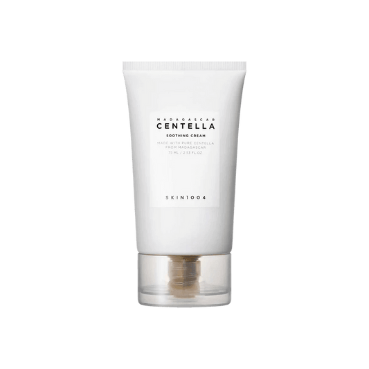 SKIN1004 Madagascar Centella Soothing Cream moisturizer in a jar, designed for gentle skin hydration and calming effects.