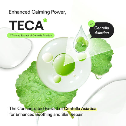 Abib Heartleaf TECA Capsule Serum in a small glass bottle with dropper, featuring a light green label, on a white background.