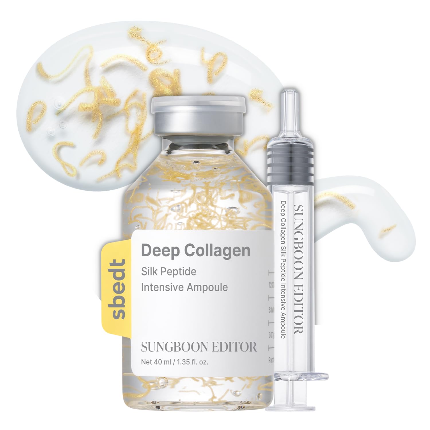 Sungboon Editor Deep Collagen Silk Peptide Serum by AsiaBeautyMall, a skincare ampoule in a sleek bottle with a dropper applicator.