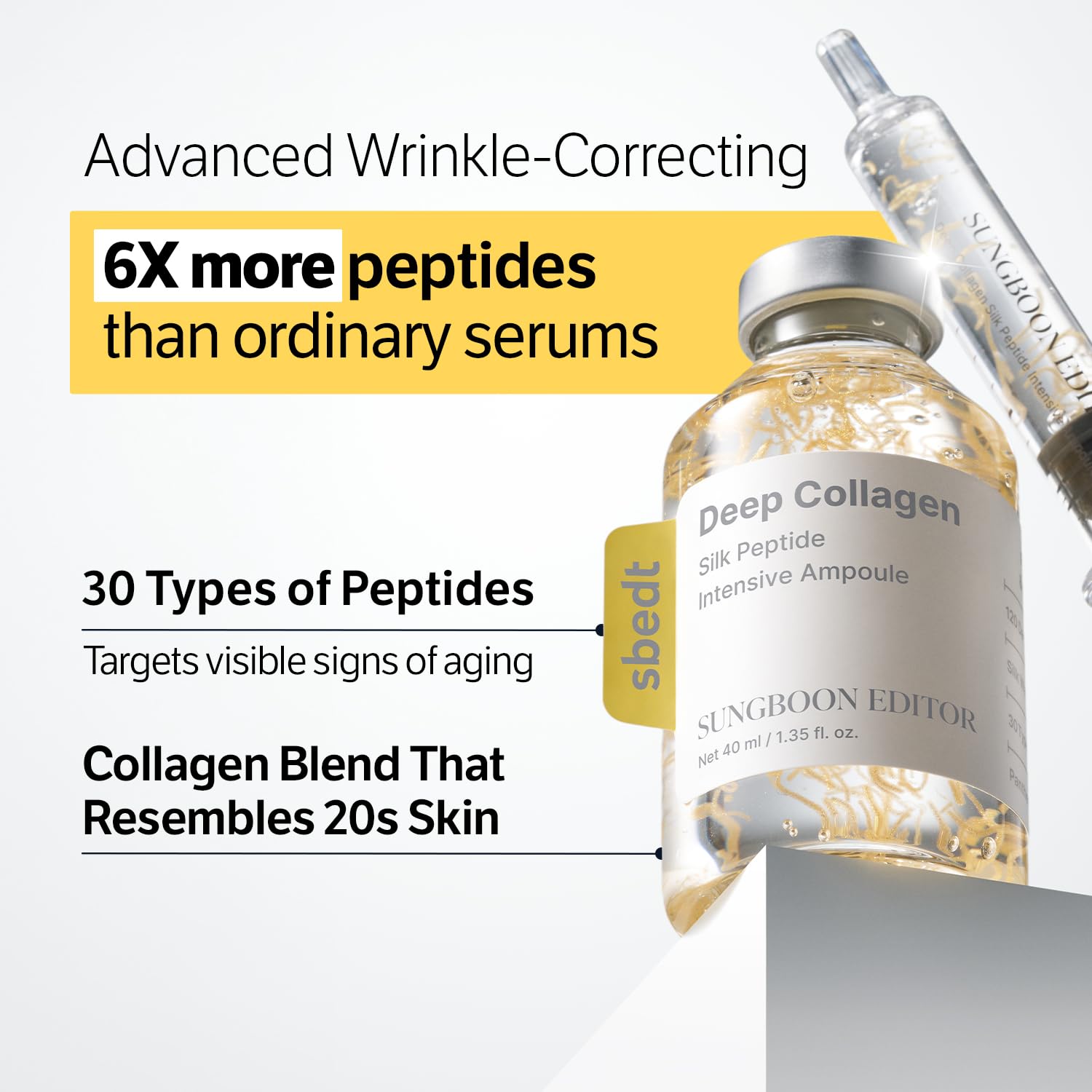 AsiaBeautyMall Sungboon Editor Deep Collagen Silk Peptide serum ampoule for youthful, hydrated skin with collagen and silk peptides.