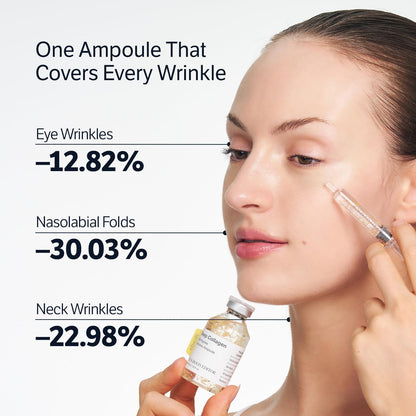 AsiaBeautyMall Sungboon Editor Deep Collagen Silk Peptide Serum ampoule, close-up of elegant glass bottle with dropper