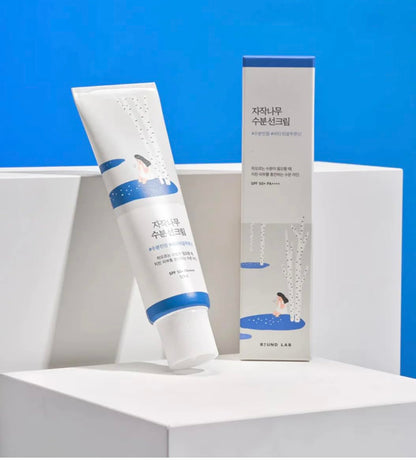 Round Lab Birch Juice Moisturizing Sunscreen, a lightweight SPF sunscreen bottle with natural ingredients for daily skincare.