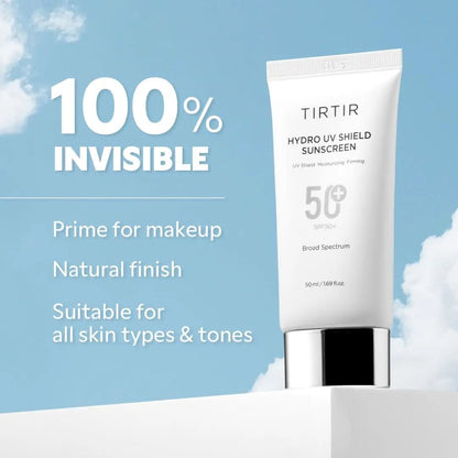 TIRTIR Hydro UV Shield Sunscreen SPF50+ Broad Spectrum, lightweight sunscreen with UV protection from AsiaBeautyMall.
