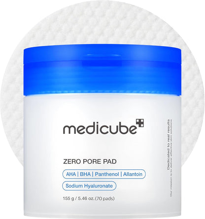 Medicube Zero Pore Pad 2.0 toner lotion with 70 pads for pore tightening and skin refining, designed for clear, smooth skin.
