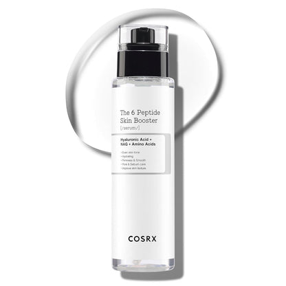 Cosrx The 6 Peptide Skin Booster Toner Lotion with hydrating and revitalizing formula, shown in a sleek bottle.