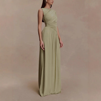 Asymmetric Draped Maxi Dress(MS352)