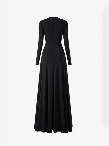 Asymmetric Ruched Gown with Diagonal Draping(MS262)