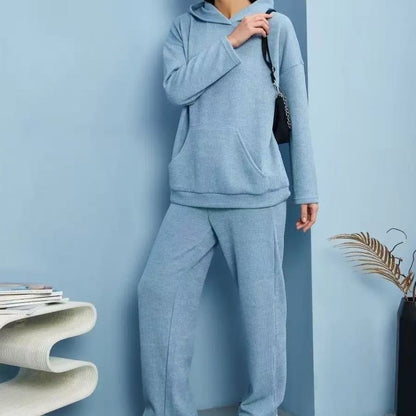 Athletic Hoodie & Pants Set | Wide Sleeve Sweatshirt with Pockets & Drawstring Pants(MS141)