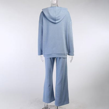 Athletic Hoodie & Pants Set | Wide Sleeve Sweatshirt with Pockets & Drawstring Pants(MS141)