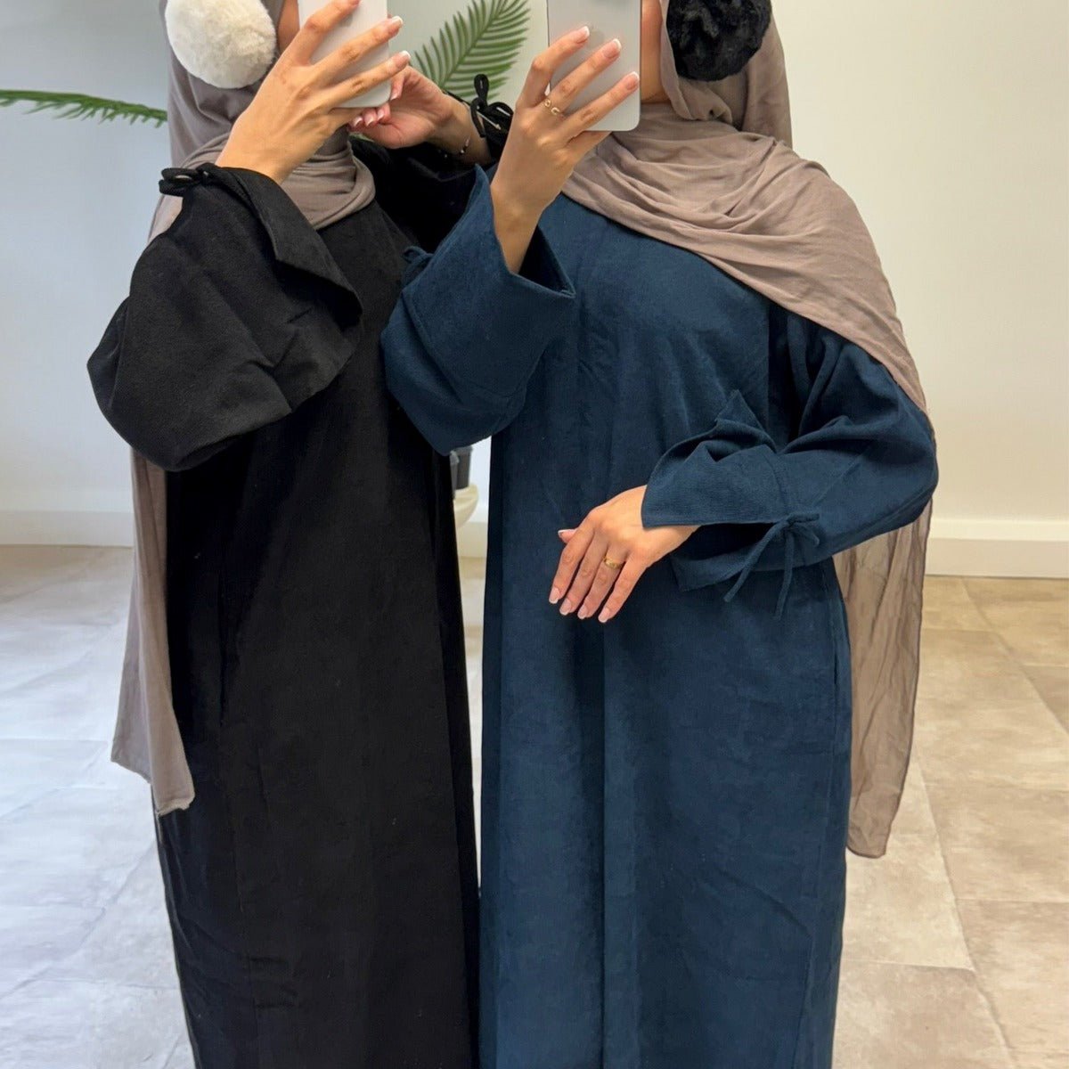 Autumn Bow-Sleeve Corduroy Abaya | Modest Muslim Women's Luxury Wear(MA248)