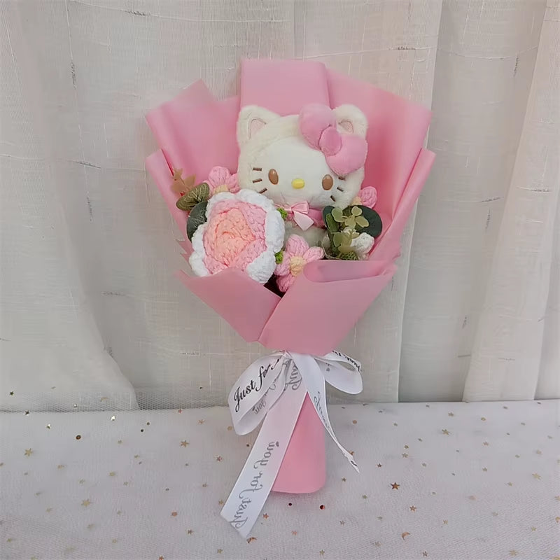 Hello Kitty Cartoon Plush Bouquet Anime Rose Flowers Doll Home Wedding Decoration Christmas Valentine'S Day Gift