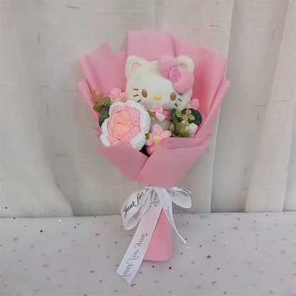 Hello Kitty Cartoon Plush Bouquet Anime Rose Flowers Doll Home Wedding Decoration Christmas Valentine'S Day Gift