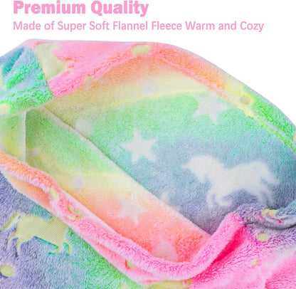Kids Mermaid Tail Blanket - Mermaid Tail Blankets Glow in the Dark - Flannel Mermaid Blanket Gifts for Girls - Luminous Star Super Soft Tie Dye Girls Toys-Sleeping Bags