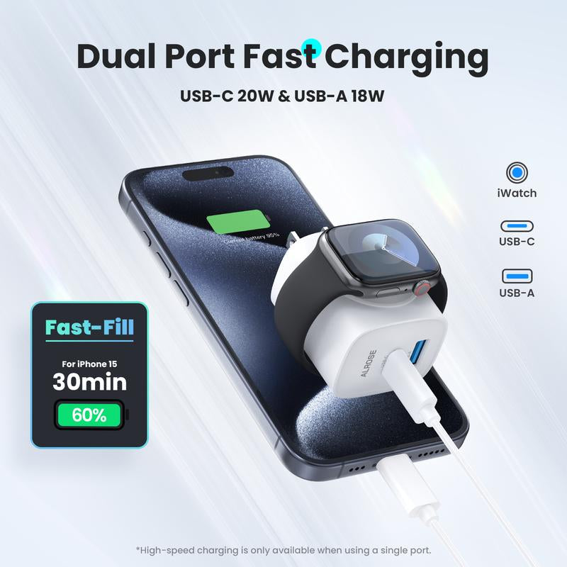 TOPADRE Apple Watch Charger with 20W Fast Charging Block Type-C, 3 in 1 PD USB C Wall Charger Block for Iwatch Series Ultra/9/8/7/6, Compatible with Iphone 16/16 Pro/16 Pro Max/Iphone 15 Series