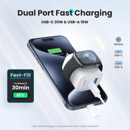 TOPADRE Apple Watch Charger with 20W Fast Charging Block Type-C, 3 in 1 PD USB C Wall Charger Block for Iwatch Series Ultra/9/8/7/6, Compatible with Iphone 16/16 Pro/16 Pro Max/Iphone 15 Series