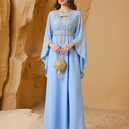 Sky Blue Or Pink Beaded Kaftan Abaya (MA372)